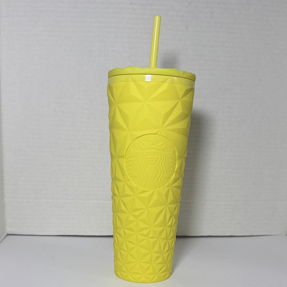 Summer 2025 Starbucks YELLOW Geometric Tumbler 24oz Cold Cup